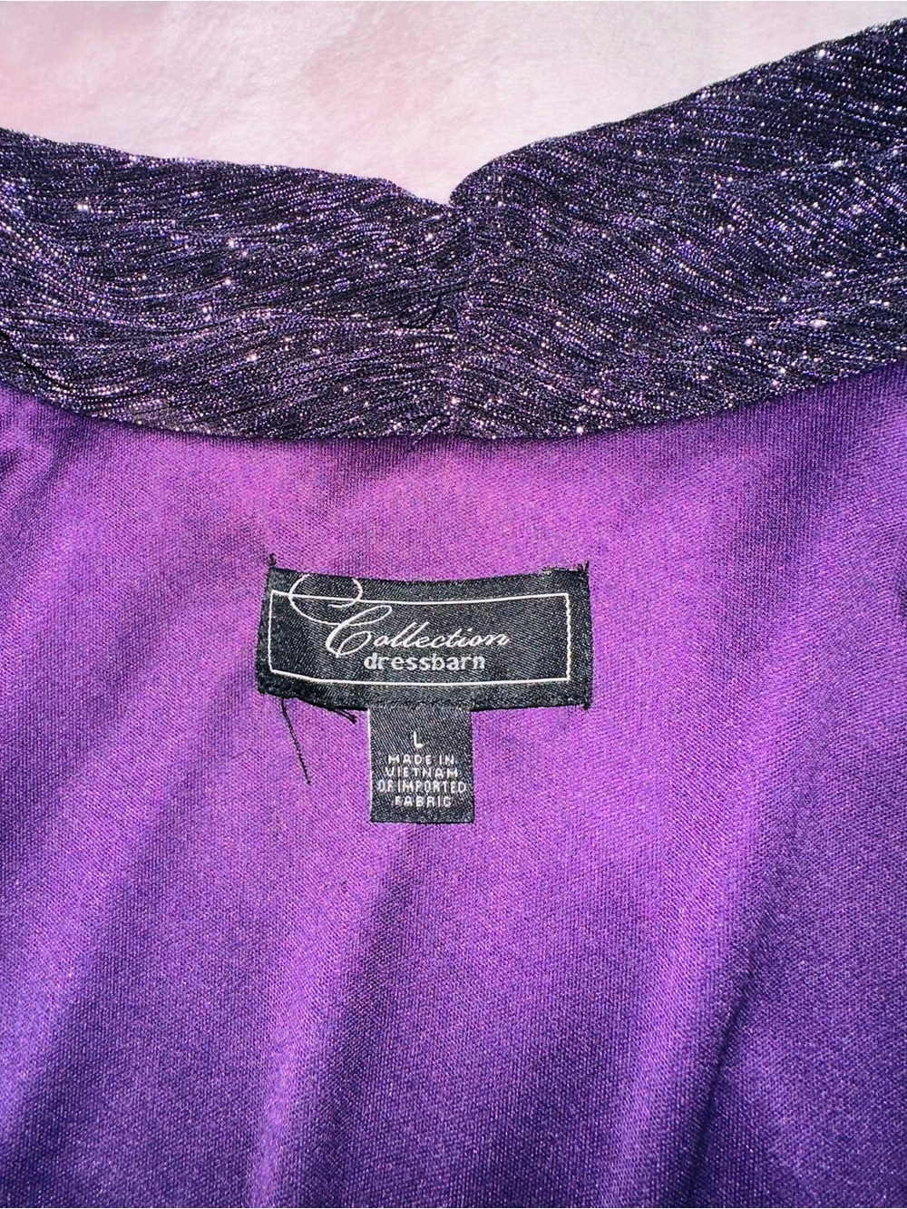 dressbarn Metallic Purple Open-Front Cardigan - Picture 5 of 9